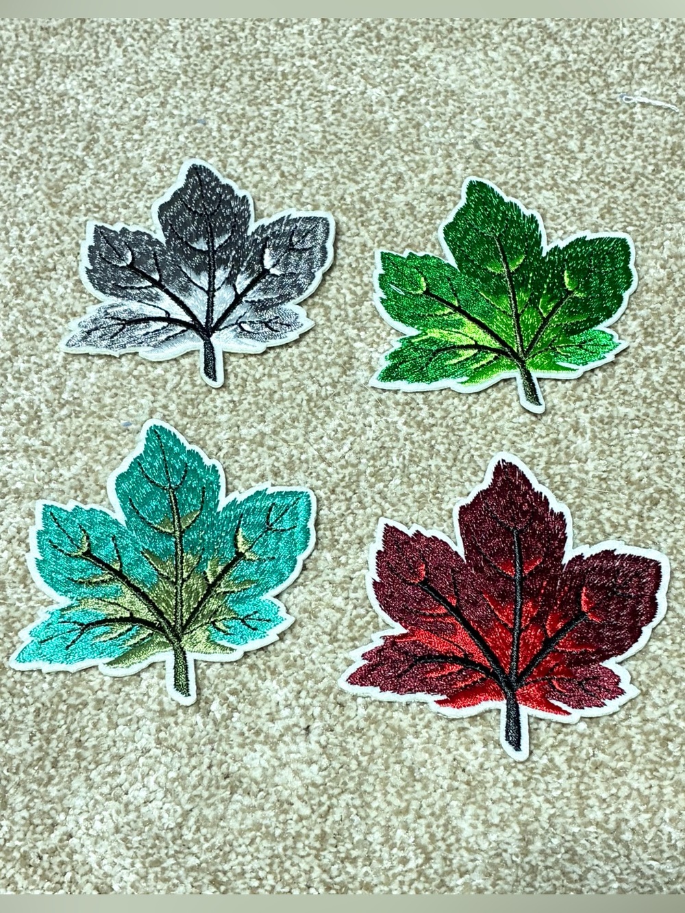 4 iron-on fall leaf patches